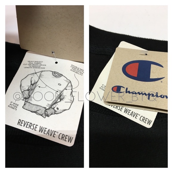 Champion Reverse Weave Crew Neck Sweatshirt Black - Picture 13 of 14